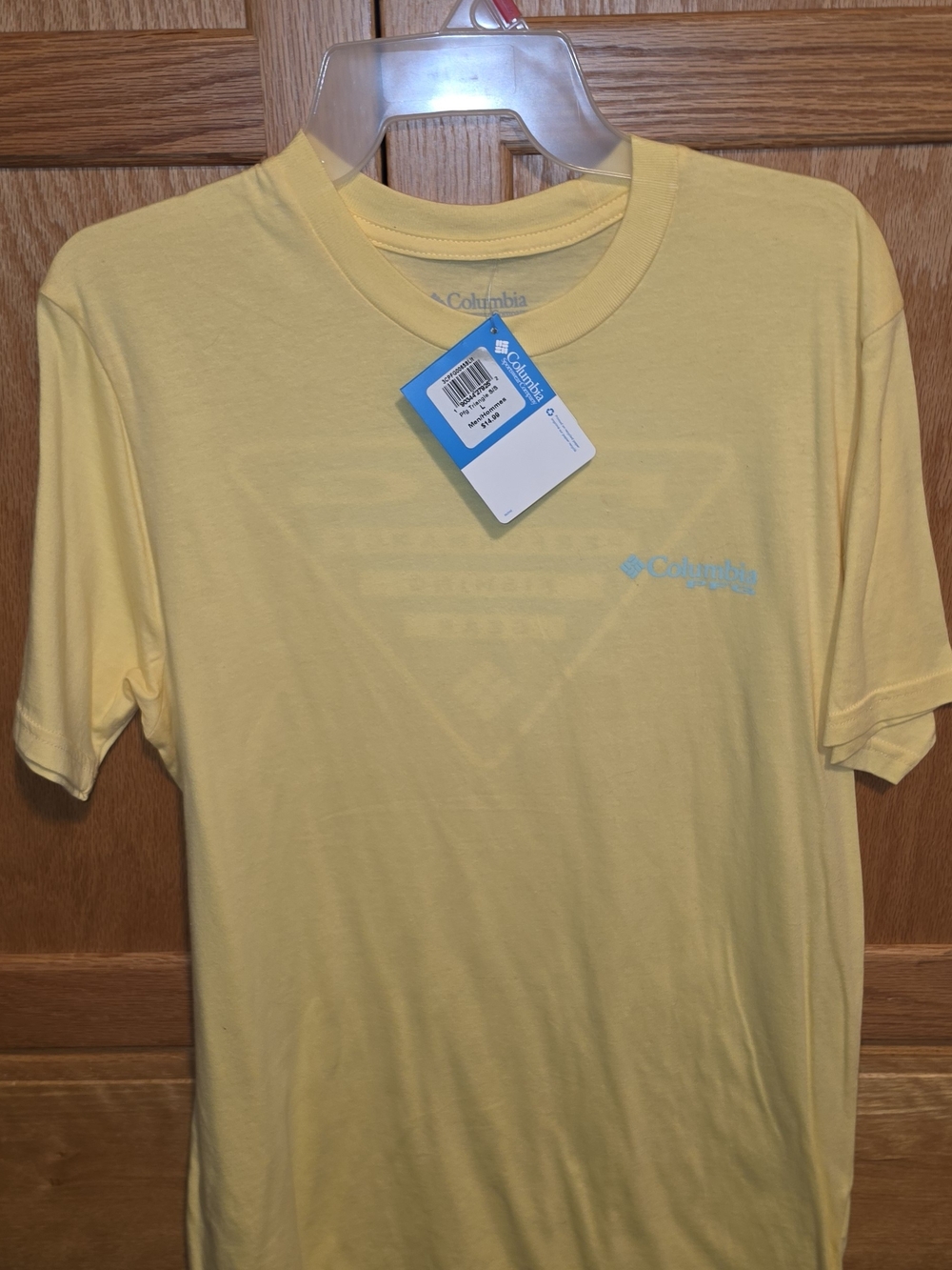 PFG Triangle Logo Short-Sleeve Graphic Tee in Pastel Yellow with Light Blue